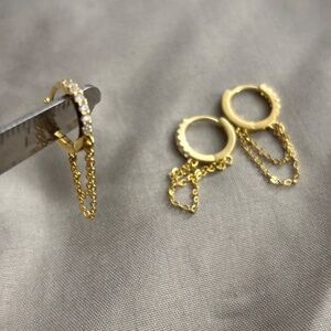 Nordstrom Gold Plated Earrings 14K with chains